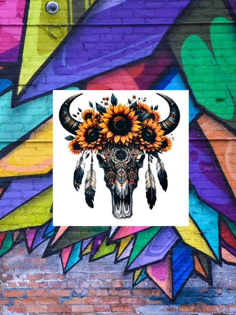 189. Sunflower Bull Skull