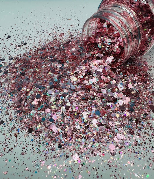 Karma- Rose Gold Chrome Textured Mixed Glitter 2-4