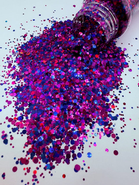 Moonberry- Purple ink and Blue Holographic Circle Glitter 9-6