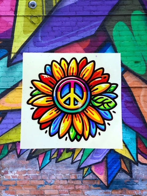 546. Flower Rainbow Peace Sign Decal