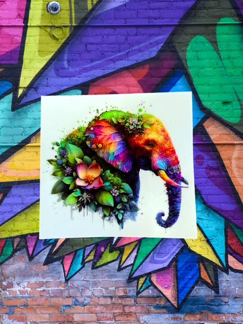 546. Floral Elephant Decal