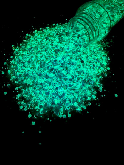 Dank - Mixed Frosty Blue Opal Glow in the Dark Glitter 1-10