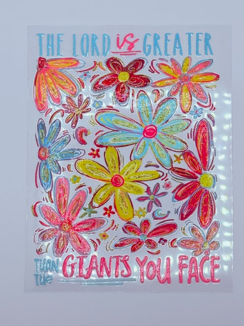 65. The Lord is Greater Than the Giants You Face Floral Decal