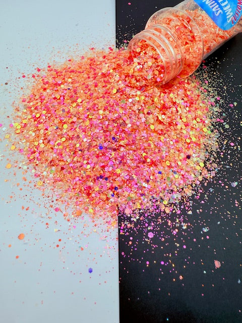 Satin Sweetheart- Pink and White Pearl Color Shift Custom Mixed Glitter 12-1