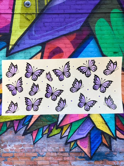 554. Purple Butterfly and Flower Embellishment UVDTF
