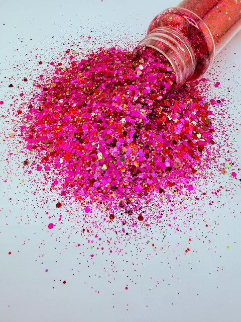 Toxic Love- Red Purple Pink and Gold Heart Chunky Mixed Glitter 5-9