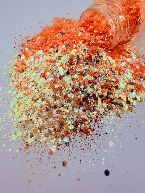 Tangerine Frost- High Sparkle Orange Chunky Mixed Glitter 5-1