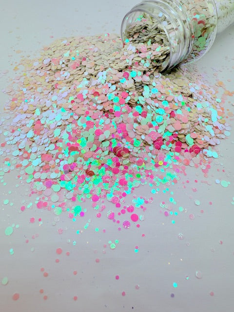 Pink Moon- White Pink Yellow Color Shift Circle Glitter 10-5