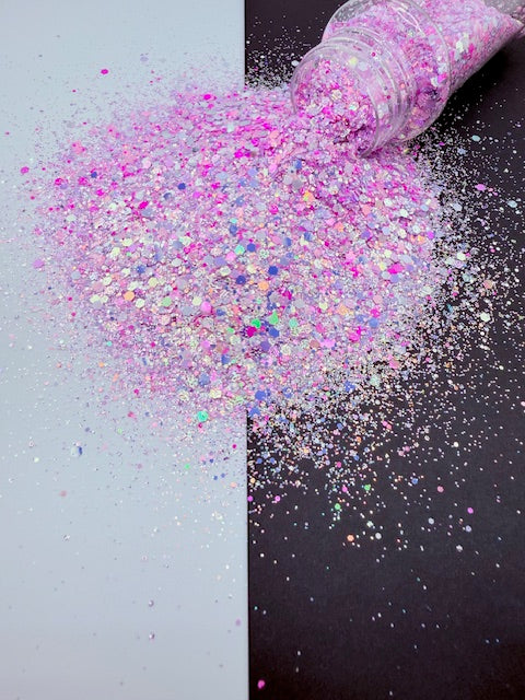Lucid Bloom- Pink Purple White Textured Chunky Custom Mixed Glitter 2-5