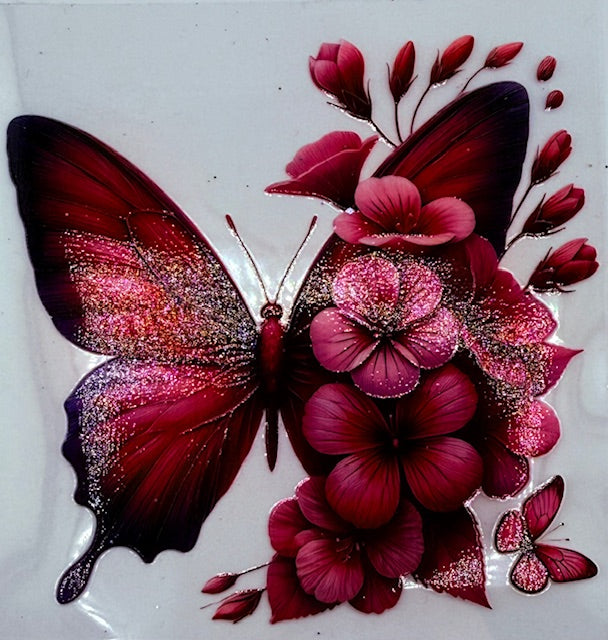 361. Pink Floral Vibrant Butterfly Decal