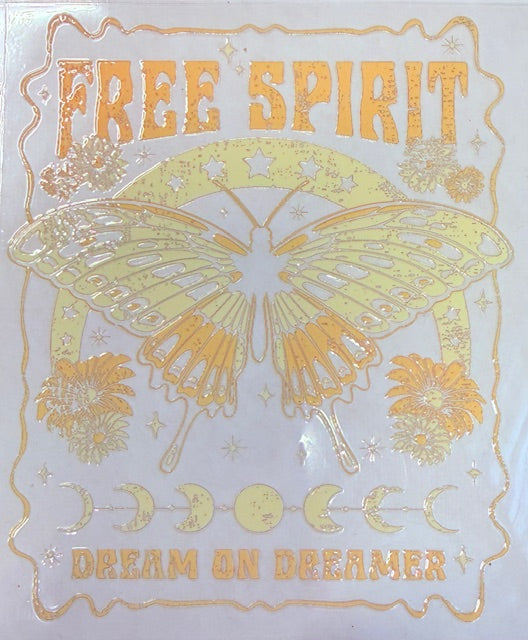 572. Free Spirit Dream on Dreamers Gold and Cream Decal