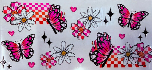 12. Butterfly Floral Checkered UVDTF