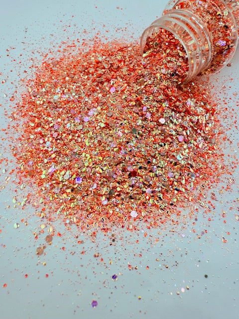 Luxy- Peach Coral Color Shift Mixed Chunky Bubble Glitter 6-3