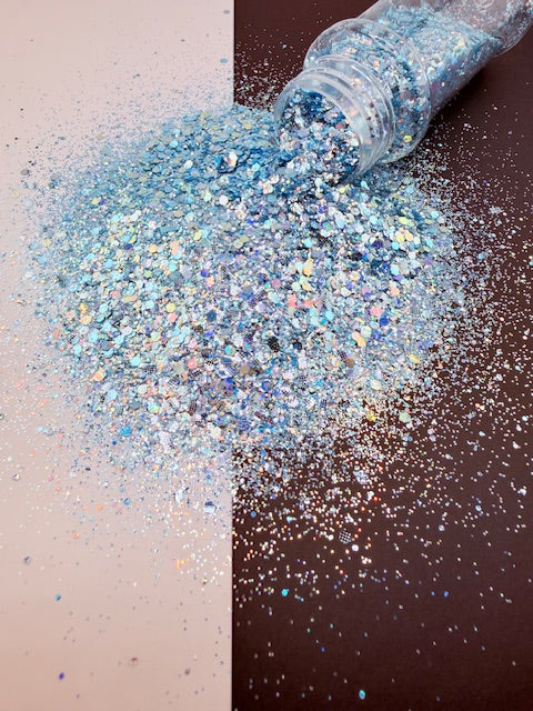 Imperial Ice- Icey Blue Striped Color Shift Textured Chunky Custom Mixed Glitter 13-8