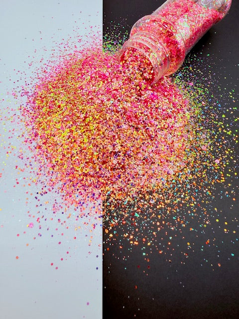 Wildfire Sparkle- Pink Orange Chunky Custom Mixed Glitter 13-7