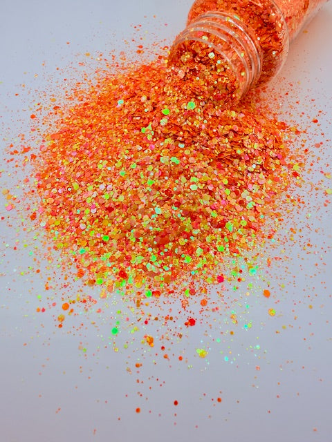 Mango Summer- Orange Pink Yellow Mosaic Chunky Mixed Glitter 13-7