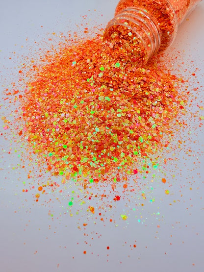 Mango Summer- Orange Pink Yellow Mosaic Chunky Mixed Glitter 13-7
