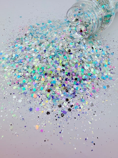 Starlit Petals - Multi shape White Blue Pink Chrome Chunky Mixed Glitter 2-1