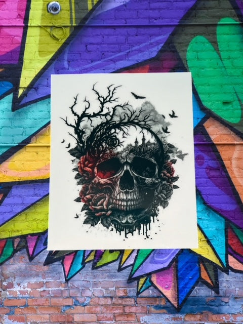 142. Black/Red Skull Decal