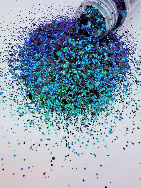 Gothic Mermaid- Black Blue Green Color Shift Textured Chunk Custom Mixed Glitter 13-5