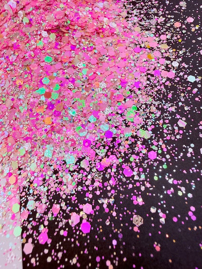 Diamond Daydream- Pink Textured Color Shift Diamond Custom Mixed Chunky Glitter 13-5