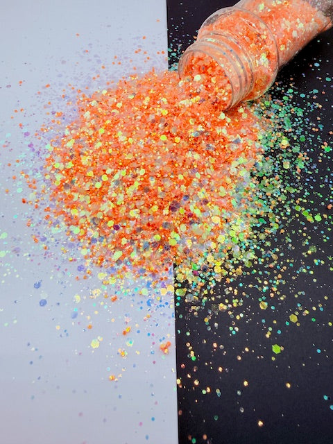 Neon Ember- Iridescent Orange Glow in the Dark Chunky Glitter 13-5
