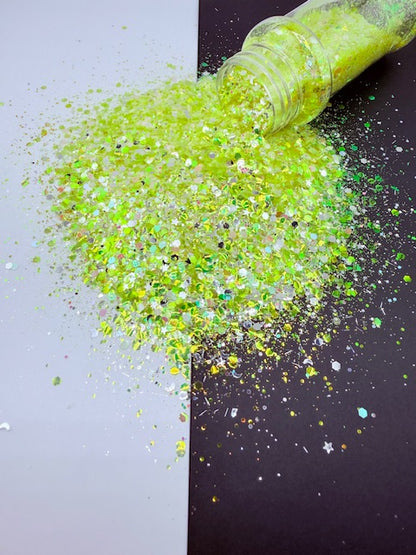 Wish Upon a Star- Yellow Moon and Star Chunky Custom Mixed Glitter 13-5