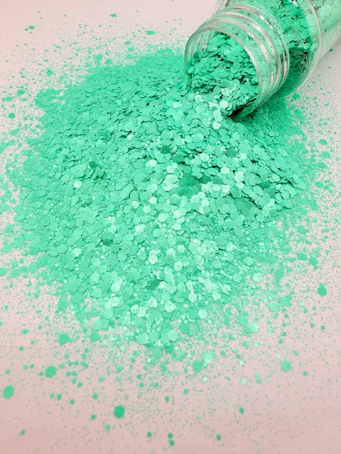 Twinkle Mint - Pastel Mint Chunky Mixed Glitter  6-2