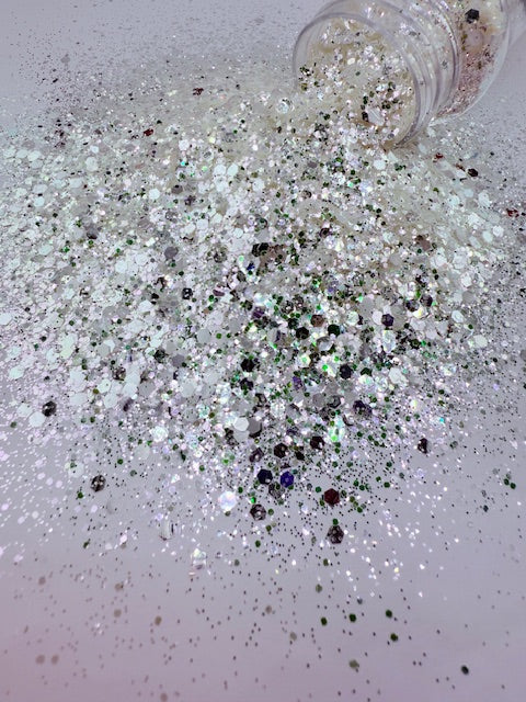 Avalanche Frost- High Sparkle Chrome White  Chunky Mixed Glitter  6-1