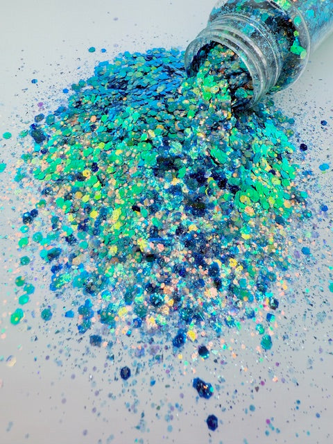 King Tide- Metallic Turquoise Custom Mixed Chunky Glitter  6-3