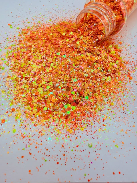 Sunset Lava- Orange Yellow Coral Textured Custom Mixed Chunky Glitter  6-1
