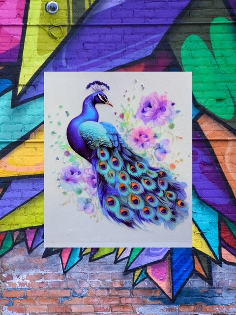 167. Peacock Floral Decal