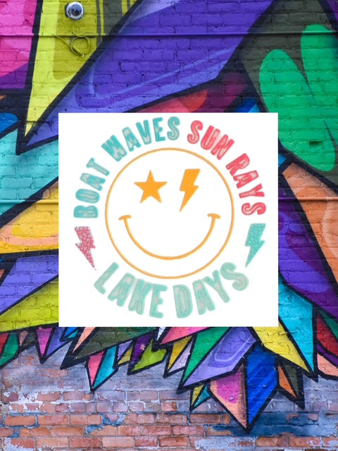 556. Boat Waves Lake Days Smiley Decal