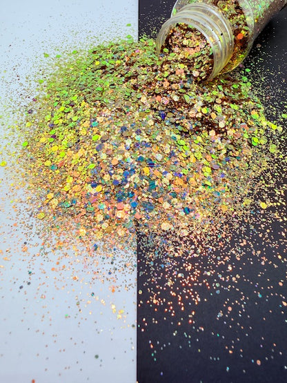 Empire Crown- Striped Holographic Gold Color Shift Chunky Mixed Glitter 13-9
