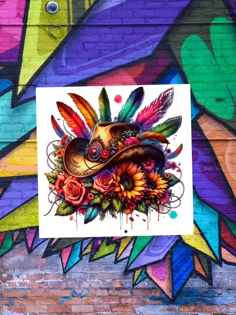 564. Rainbow Western Floral Decal