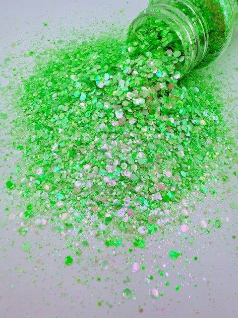 Serpent Sugar- Pink Green Custom Mixed Chunky Glitter 6-7