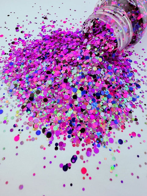 Galaxy Gumball- Custom Mixed Purple Pink Black Circle Glitter 9-1