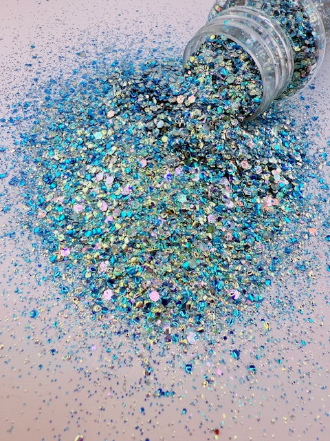 Turquoise Tiara- Turquoise Color Shift Mixed Chunky Bubble Glitter 10-4