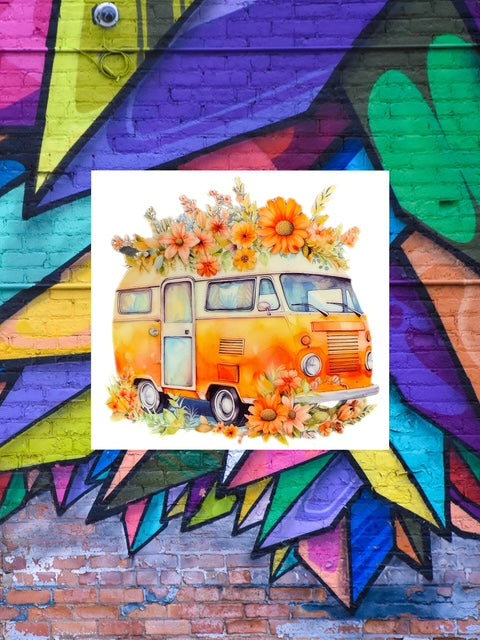 266. VW Boho Floral Van Decal