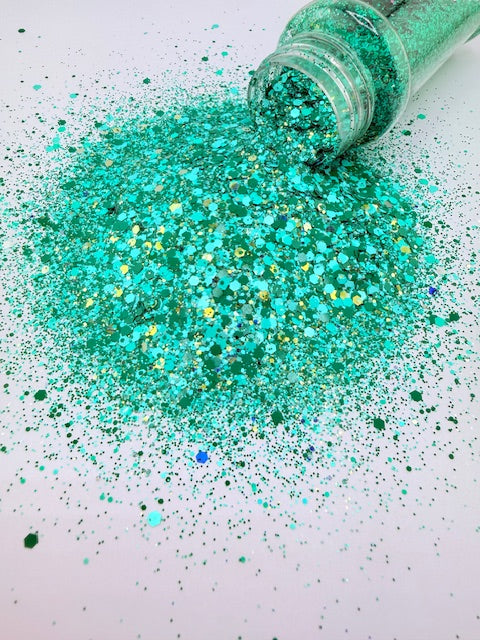 Monstera Magic- Green & Teal Chunky Custom Mixed Glitter 4-9