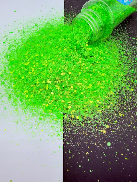 Botanical Bliss- Neon Green Textured Custom Mixed Chunky Glitter 1-3