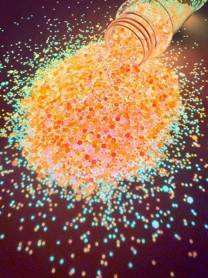 Lava Blossom- Orange Pink Coral Glow Chunky Custom Mixed Glitter 13-1