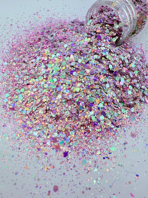 Glowmance - Custom Mixed Holographic Bubble Glitter with Glow in the Dark Hearts 10-9