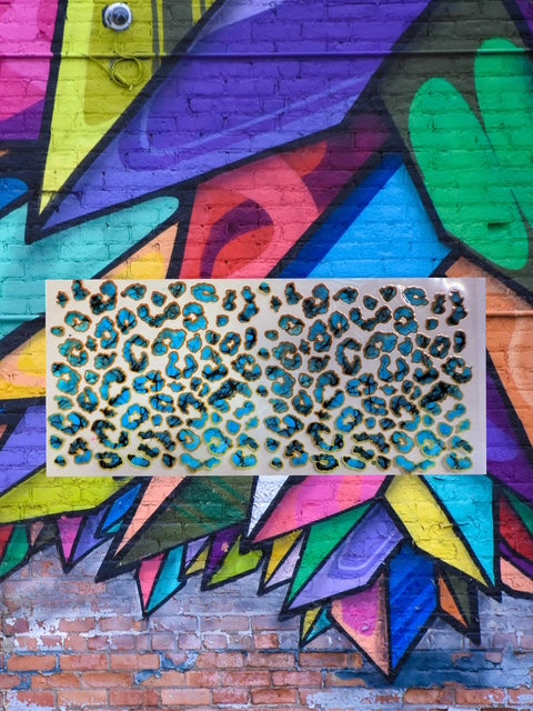 565. Turquoise Textured Leopard UVDTF