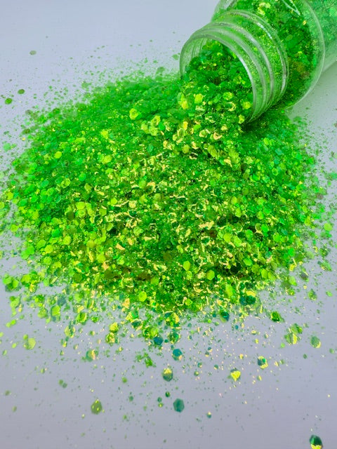 Toxic 3- Neon Green Chunky Mixed Glitter 10-8