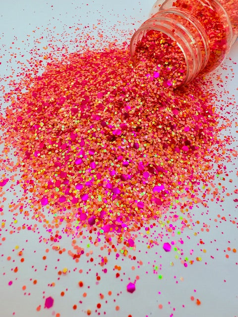 Hibiscus Dreams- Pink Orange Coral Custom Mixed Glitter 5-7