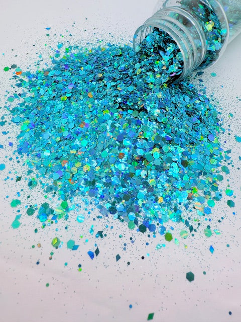 Cowboy - Holographic Teal Chunky Mixed Glitter 2-1