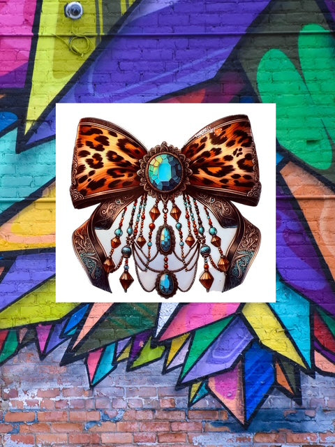 180. Leopard Bow Decal