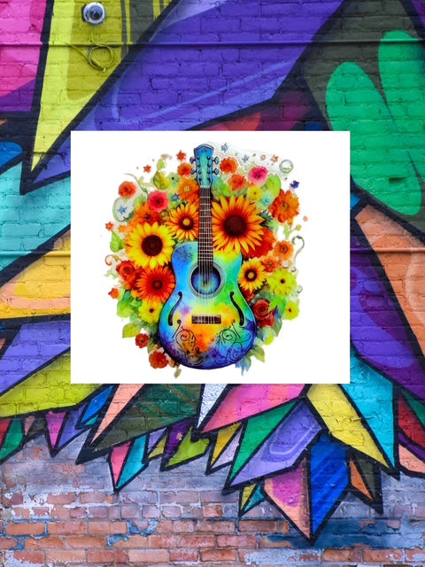 123. Floral Guitar Decal