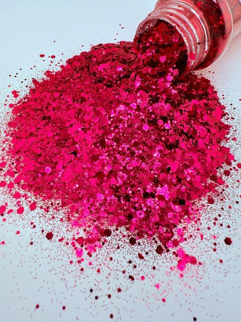 Scarlet- Dark Pink Chunky Mixed Glitter 10-7
